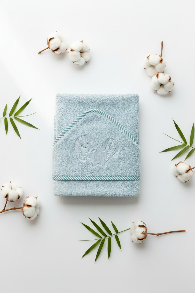 Blue Hooded Baby Towel - Cotton